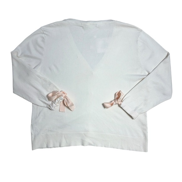 Gal Meets Glam Ivory and Pink Ribbon Cardigan Womens L - Picture 8 of 8